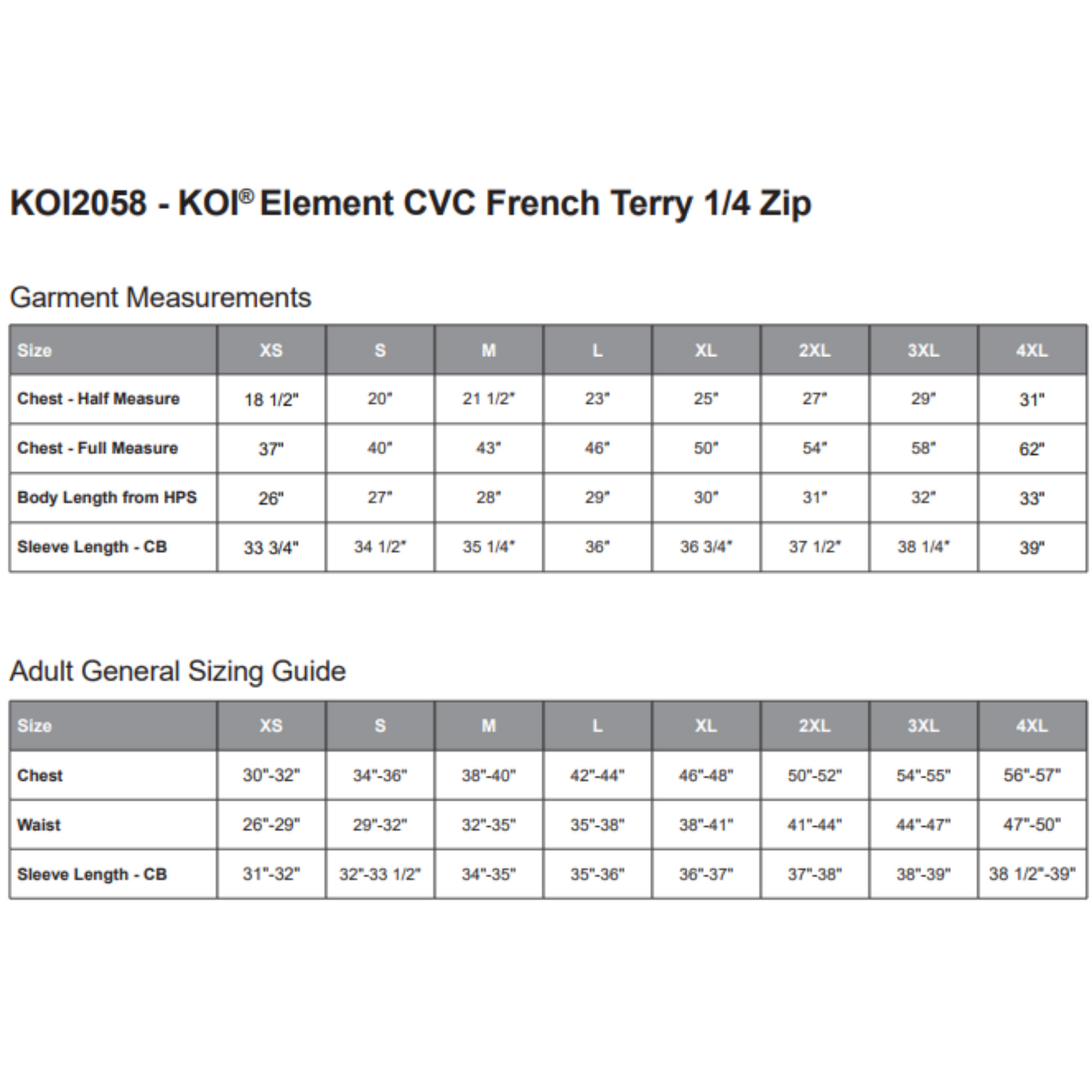 KOI® ELEMENT CVC FRENCH TERRY 1/4 ZIP